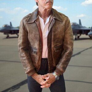 WWII Vintage Leather A2 Bomber Jacket AIR FORCE ARMY Patina CONMAR Civilian 50s
